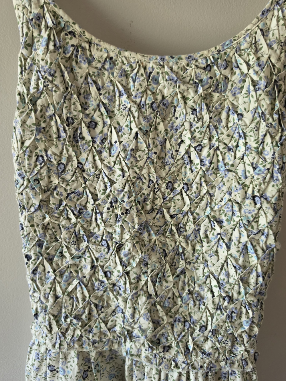 Free People Light Floral Smocked Sundress — Cream with Blue & Green Print - Picture 3 of 6